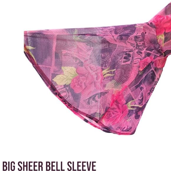 TORRID Betsey Johnson Floral Silky Soft Mini Bell Sleeve Sheerdress Plus Size 1X - Picture 5 of 17